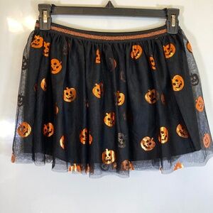 Halloween Skirt Tutu Style YOUTH Sz XXL 2XG 18 Black Metallic Pumpkin